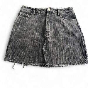 Refinery Black Corduroy Mini Skirt With Frayed Hem Women's Size Small Grunge